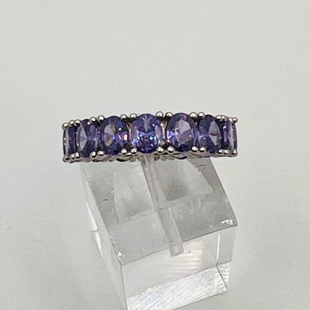 RETRO NWT BOMB PARTY RING RBP2696 BAND OF AMETHYST CUBIC ZIRCONIAS .925 SIZE 8